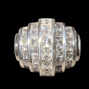 Vintage Sterling Silver and Channel Set Gemstone Ring Size 8